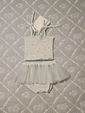 Wild Wawa Seafoam Daisies Tutu Set 12-18 Months NWT